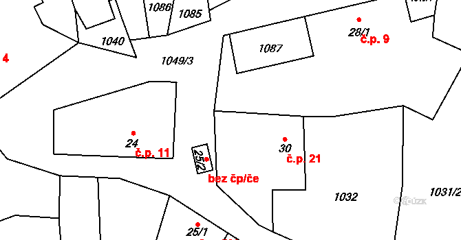 Brtec 21, Nadějkov na parcele st. 30 v KÚ Brtec, Katastrální mapa