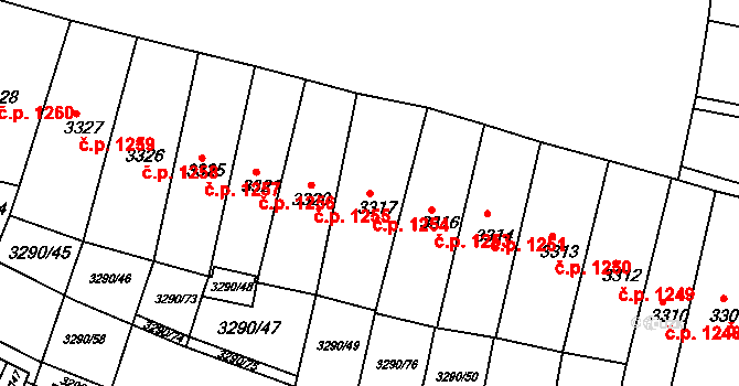 Frýdek 1254, Frýdek-Místek na parcele st. 3317 v KÚ Frýdek, Katastrální mapa
