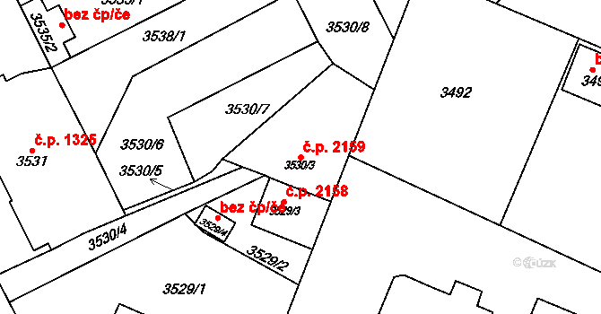 Frýdek 2159, Frýdek-Místek na parcele st. 3530/3 v KÚ Frýdek, Katastrální mapa