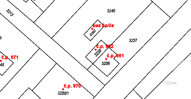 Jablunkov 962 na parcele st. 3238 v KÚ Jablunkov, Katastrální mapa