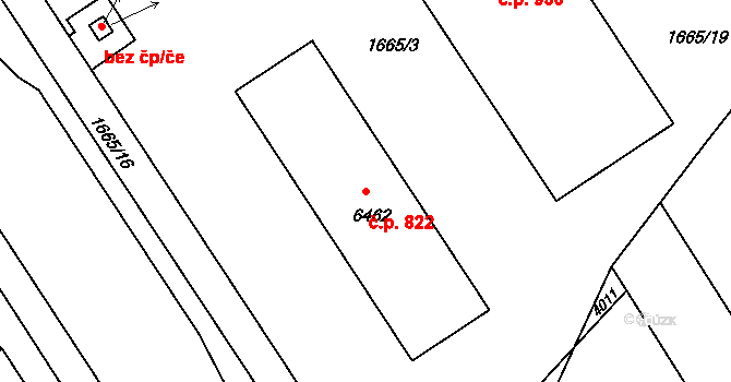 Kolín IV 822, Kolín na parcele st. 6462 v KÚ Kolín, Katastrální mapa