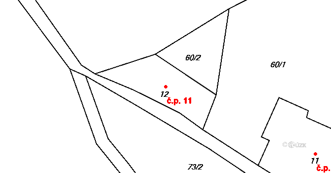 Radešov 11, Rejštejn na parcele st. 12 v KÚ Radešov u Rejštejna, Katastrální mapa