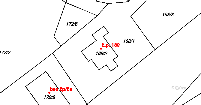 Klikov 180, Suchdol nad Lužnicí na parcele st. 168/2 v KÚ Klikov, Katastrální mapa