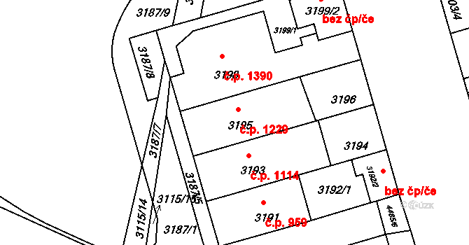 Strašnice 1229, Praha na parcele st. 3195 v KÚ Strašnice, Katastrální mapa