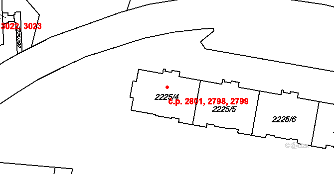 Záběhlice 2798,2799,2801, Praha na parcele st. 2225/4 v KÚ Záběhlice, Katastrální mapa
