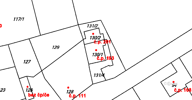 Hudcov 193, Teplice na parcele st. 130/1 v KÚ Hudcov, Katastrální mapa