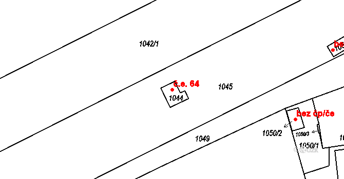 Přerov XII-Žeravice 64, Přerov na parcele st. 1044 v KÚ Žeravice, Katastrální mapa
