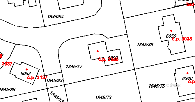 Šumperk 3046 na parcele st. 6000 v KÚ Šumperk, Katastrální mapa