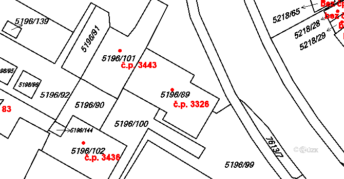 Frýdek 3326, Frýdek-Místek na parcele st. 5196/89 v KÚ Frýdek, Katastrální mapa