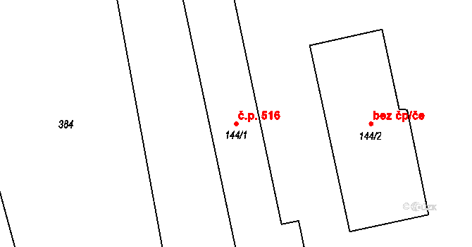 Dlouhá Loučka 516 na parcele st. 144/1 v KÚ Horní Dlouhá Loučka, Katastrální mapa