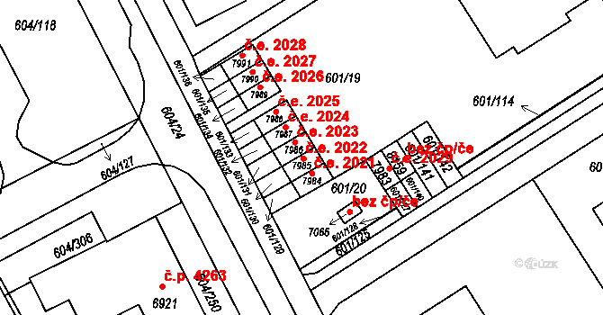 Kroměříž 2022 na parcele st. 7985 v KÚ Kroměříž, Katastrální mapa