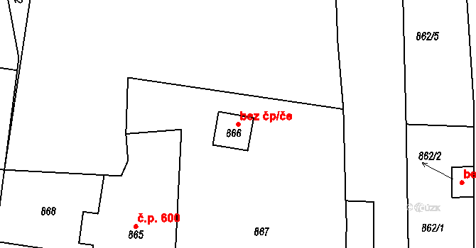 Kladno 38594455 na parcele st. 866 v KÚ Motyčín, Katastrální mapa