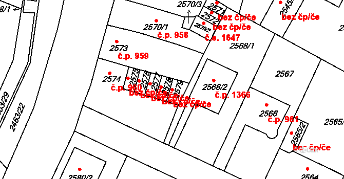 Děčín 40682455 na parcele st. 2579 v KÚ Děčín, Katastrální mapa