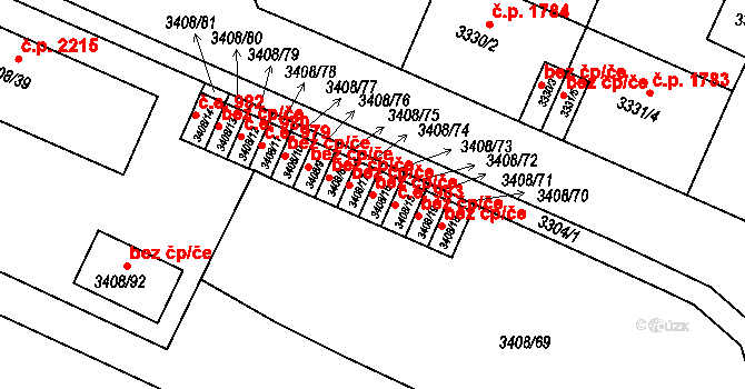 Litoměřice 41272455 na parcele st. 3408/16 v KÚ Litoměřice, Katastrální mapa