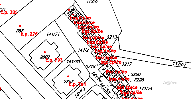 Mariánské Lázně 43112455 na parcele st. 3214 v KÚ Úšovice, Katastrální mapa