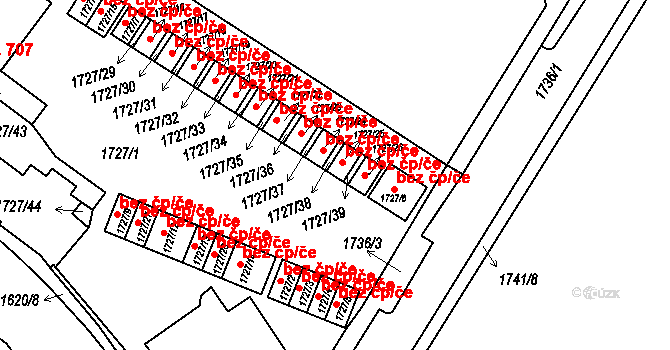 Tachov 44084455 na parcele st. 1727/25 v KÚ Tachov, Katastrální mapa