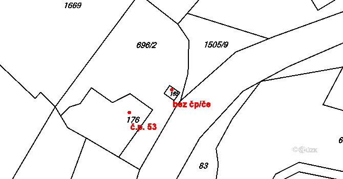 Broumov 46364455 na parcele st. 165 v KÚ Rožmitál, Katastrální mapa
