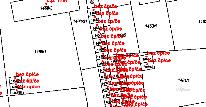 Praha 46671455 na parcele st. 1468/11 v KÚ Horní Počernice, Katastrální mapa