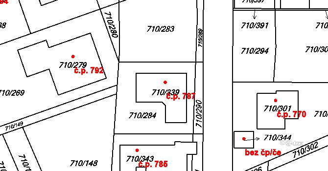 Poříčí 787, Boršov nad Vltavou na parcele st. 710/339 v KÚ Boršov nad Vltavou, Katastrální mapa