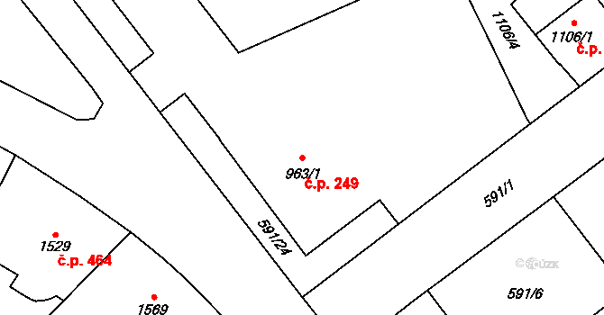 Beroun-Závodí 249, Beroun na parcele st. 963/1 v KÚ Beroun, Katastrální mapa