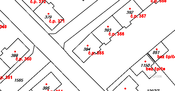 Holýšov 355 na parcele st. 394 v KÚ Holýšov, Katastrální mapa