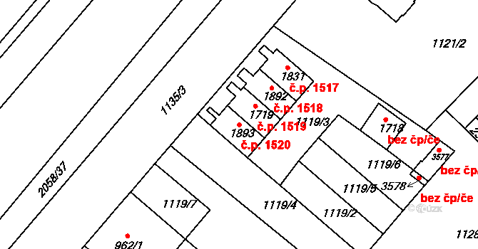 Náchod 1520 na parcele st. 1893 v KÚ Náchod, Katastrální mapa