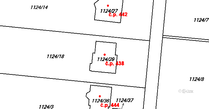 Chotěbuz 438 na parcele st. 1124/29 v KÚ Chotěbuz, Katastrální mapa
