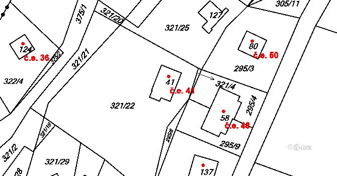 Seník 41, Jankovice na parcele st. 41 v KÚ Seník, Katastrální mapa