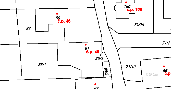 Nemile 48 na parcele st. 61 v KÚ Filipov u Zábřeha, Katastrální mapa