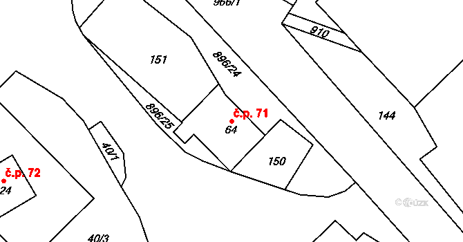 Řepová 71, Mohelnice na parcele st. 64 v KÚ Řepová, Katastrální mapa