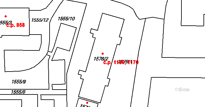 Mohelnice 1169,1170 na parcele st. 1576/2 v KÚ Mohelnice, Katastrální mapa