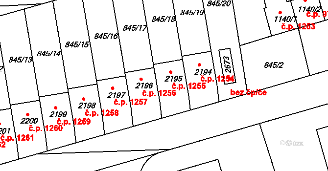 Humpolec 1255 na parcele st. 2195 v KÚ Humpolec, Katastrální mapa