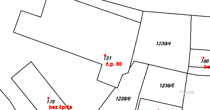 Mrzkovice 50, Světlá nad Sázavou na parcele st. 131/1 v KÚ Mrzkovice, Katastrální mapa