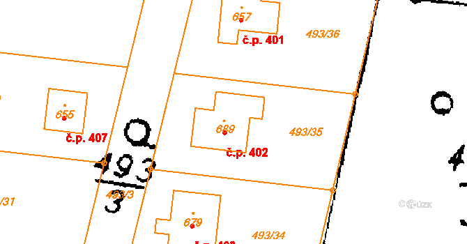Nasavrky 402 na parcele st. 689 v KÚ Nasavrky, Katastrální mapa