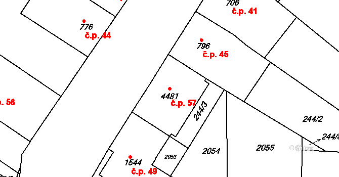Pražské Předměstí 57, Jičín na parcele st. 4481 v KÚ Jičín, Katastrální mapa