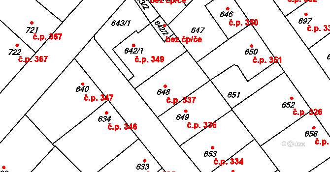 Opočno 337 na parcele st. 648 v KÚ Opočno pod Orlickými horami, Katastrální mapa