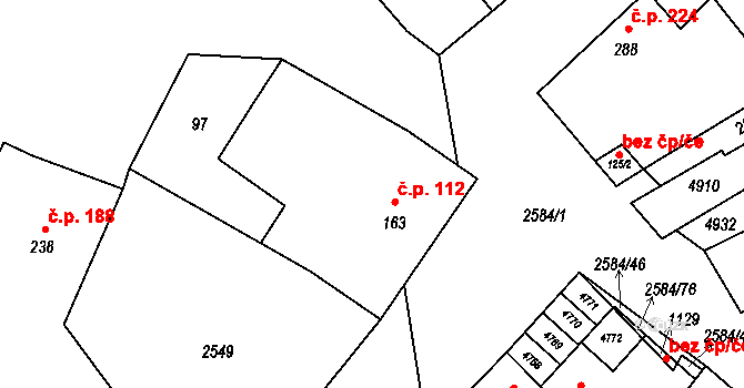 Bořetice 112 na parcele st. 163 v KÚ Bořetice u Hustopečí, Katastrální mapa