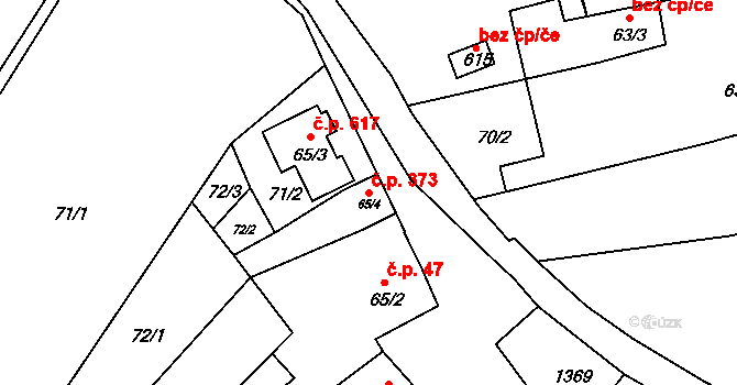 Smržice 373 na parcele st. 65/4 v KÚ Smržice, Katastrální mapa