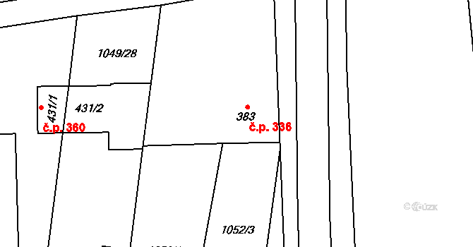 Rokytnice 336 na parcele st. 383 v KÚ Rokytnice u Přerova, Katastrální mapa