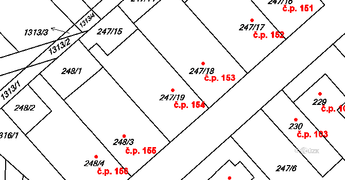 Přerov VIII-Henčlov 154, Přerov na parcele st. 247/19 v KÚ Henčlov, Katastrální mapa