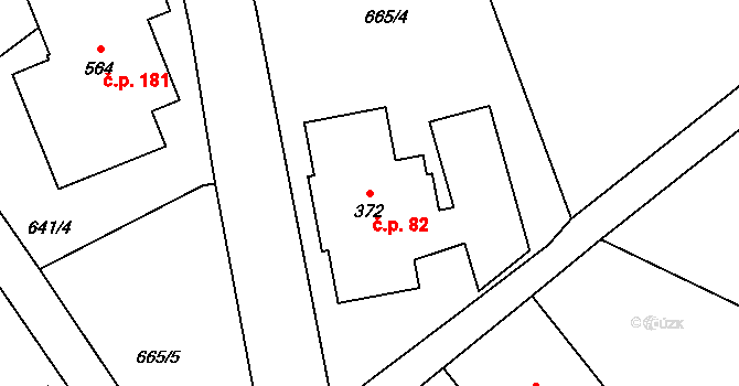 Horní Maxov 82, Lučany nad Nisou na parcele st. 372 v KÚ Horní Maxov, Katastrální mapa