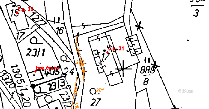 Pulečný 31 na parcele st. 17 v KÚ Pulečný, Katastrální mapa