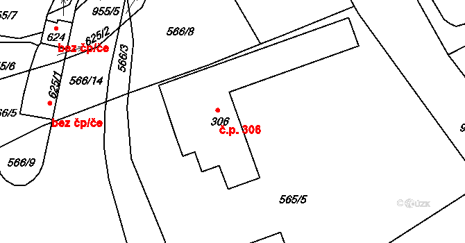 Kokonín 306, Jablonec nad Nisou na parcele st. 306 v KÚ Kokonín, Katastrální mapa