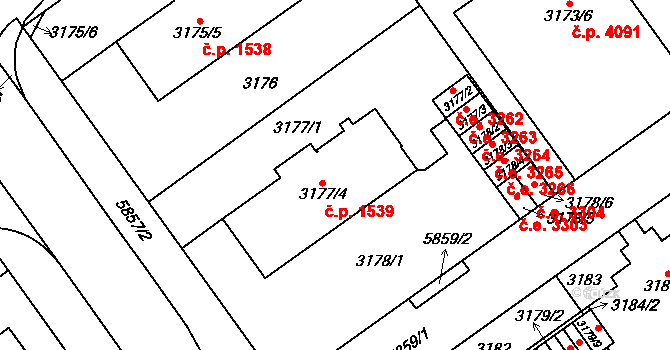 Jihlava 1539 na parcele st. 3177/4 v KÚ Jihlava, Katastrální mapa