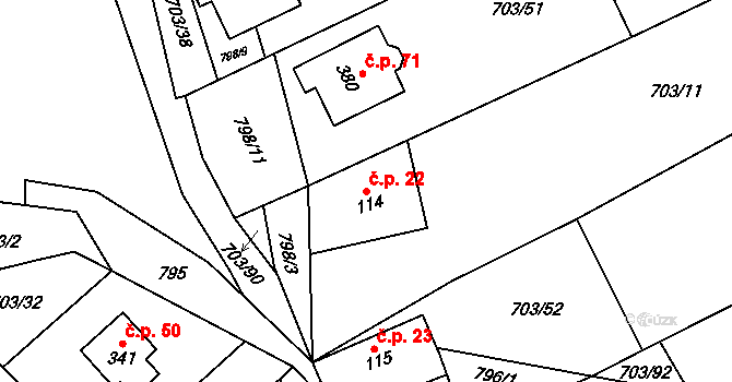 Havírna 22, Bohutín na parcele st. 114 v KÚ Bohutín, Katastrální mapa