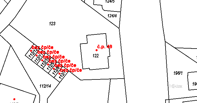 Sosnová 49 na parcele st. 122 v KÚ Sosnová u České Lípy, Katastrální mapa
