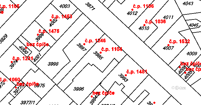 Kročehlavy 1104, Kladno na parcele st. 3995 v KÚ Kročehlavy, Katastrální mapa