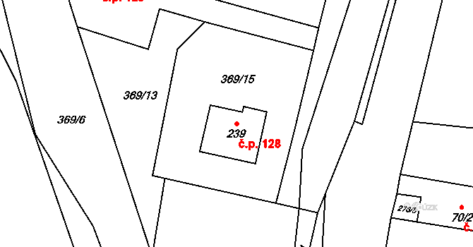 Staňkov 128 na parcele st. 239 v KÚ Staňkov, Katastrální mapa