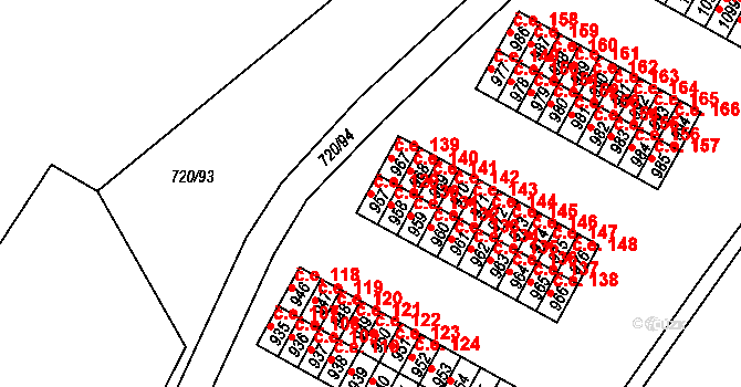 Osek 129 na parcele st. 957 v KÚ Osek u Duchcova, Katastrální mapa