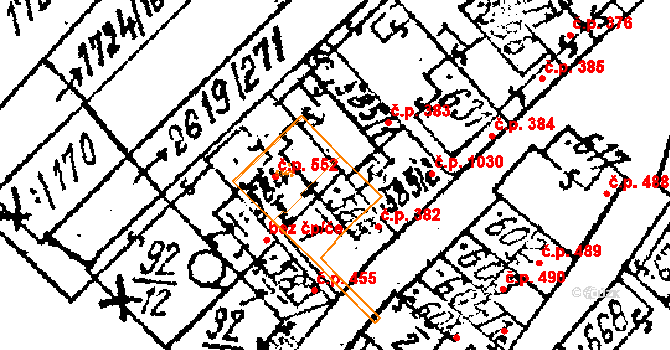 Lanžhot 552 na parcele st. 584/2 v KÚ Lanžhot, Katastrální mapa